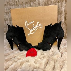 Black suede Christian Louboutin high heels, size 36.5 - worn once inside
